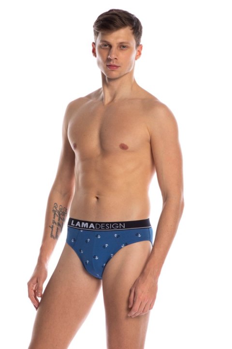 SLIPY MĘSKIE STANDARD M-1014SD - GRANATOWY-NIEBIESKI, L LAMA