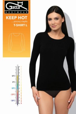 T-SHIRT L WOMEN KEEP HOT - BLACK, L GATTA BODYWEAR
