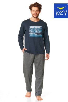 PIŻAMA MĘSKA MNS 862 B22 - GRANATOWY-SZARY, XL KEY