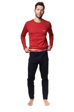 PIŻAMA MĘSKA MIND 39240 - POMARAŃCZ-GRANAT, XXL, 22X HENDERSON