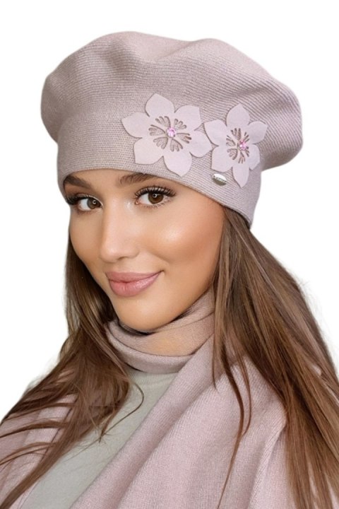 BERET DAMSKI KORA - JASNY RÓŻOWY 09, UNIWERSALNY, 09 KAMEA