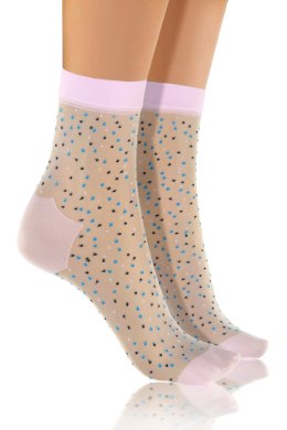 SKARPETKA NYLON - BEŻ/MUSZTARDA/KROPKI, UNICA SESTO SENSO