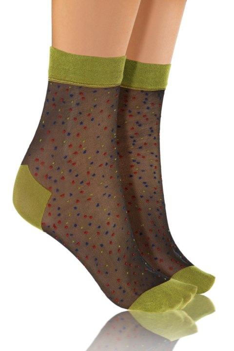 SKARPETKA NYLON - BEŻ/MUSZTARDA/KROPKI, UNICA SESTO SENSO SKARPETKA NYLON - BEŻ/MUSZTARDA/KROPKI, UNICA SESTO SENSO