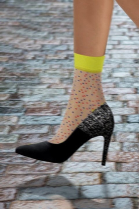SKARPETKA NYLON - BEŻ/MUSZTARDA/KROPKI, UNICA SESTO SENSO SKARPETKA NYLON - BEŻ/MUSZTARDA/KROPKI, UNICA SESTO SENSO