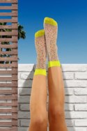 SKARPETKA NYLON - BEŻ/MUSZTARDA/KROPKI, UNICA SESTO SENSO