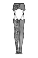 GARTER STOCKINGS S821 - CZARNY, S/M/L OBSESSIVE