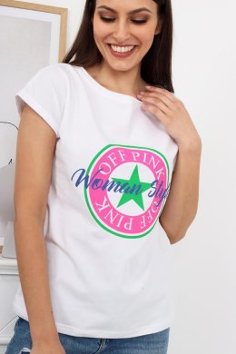 BLUZKA STAR - KREMOWY, 46 OFF PINK