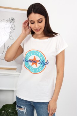 BLUZKA STAR - KREMOWY, 46 OFF PINK
