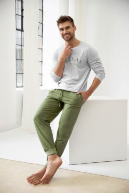 TARO 3079 PIŻAMA MĘSKA DŁUGA SAMMY L-2XL - SZARY MELANŻ, 2XL, 1