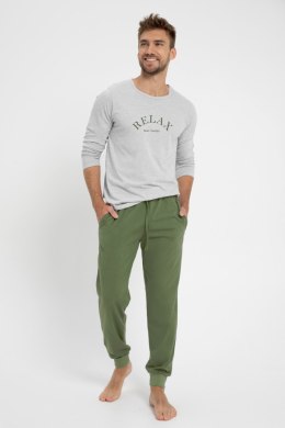 TARO 3079 PIŻAMA MĘSKA DŁUGA SAMMY L-2XL - SZARY MELANŻ, 2XL, 1