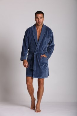 Szlafrok Męski WELUR Krótki 711 - GRANAT, 2XL DE LAFENSE