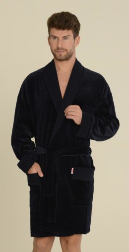 Szlafrok Męski WELUR Krótki 711 - GRANAT, 2XL DE LAFENSE
