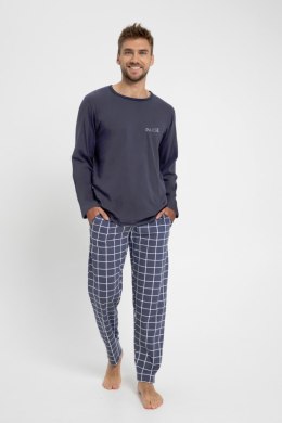 TARO 3074 PIŻAMA MĘSKA DŁUGA ROY M-2XL - STALOWY, 2XL