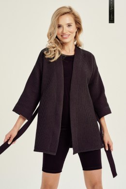 TARO 3056 NARZUTKA DAMSKA/KIMONO WAFEL - CZARNY, S