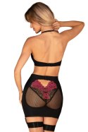 OBSESSIVE ROSENTY TOP I SPÓDNICA - CZARNY/RÓŻOWY, XL/2XL