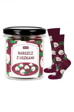 SOXO SKARPETY SOXO W SŁOIKU - BARSZCZ Z USZK. - BORDO, 40-45