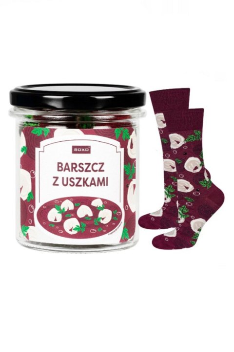 SOXO SKARPETY SOXO W SŁOIKU - BARSZCZ Z USZK. - BORDO, 40-45 SOXO SKARPETY SOXO W SŁOIKU - BARSZCZ Z USZK. - BORDO, 40-45