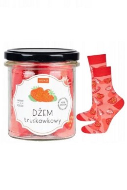 SOXO SKARPETY SOXO W SŁOIKU - DŻEM TRUSKAWKOWY - CZERWONY, 35-40