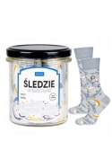 SOXO SKARPETY SOXO W SŁOIKU - ŚLEDŹ W ŚMIETANIE - SZARY, 35-40