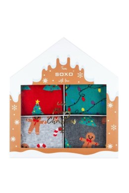 SOXO SKARPETY SOXO ŚWIĄTECZNE W PUDEŁKU / 4-PAK 70750A - GRANATOWY, 40-45