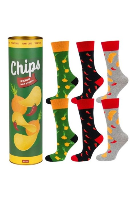 SOXO "SKARPETY W TUBIE CHIPS MĘSKIE, 3 PARY" - MULTIKOLOR, 40-45 SOXO "SKARPETY W TUBIE CHIPS MĘSKIE, 3 PARY" - MULTIKOLOR, 40-45