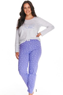 TARO 2807 PIŻAMA DAMSKA DŁUGA ANA 2XL-3XL - CIEMNY SZARY, 3XL, 2