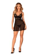 OBSESSIVE CHEMERIS BABYDOLL I STRINGI - CZARNY, XS/S