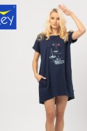 KEY KOSZULA NOCNA DAMSKA LND 421 A24 - GRANATOWA, M