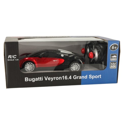 Samochód zdalnie sterowany na pilota RC zdalnie sterowany Bugatti Veyron licencja 1:24 czerwony Samochód zdalnie sterowany na pilota RC zdalnie sterowany Bugatti Veyron licencja 1:24 czerwony