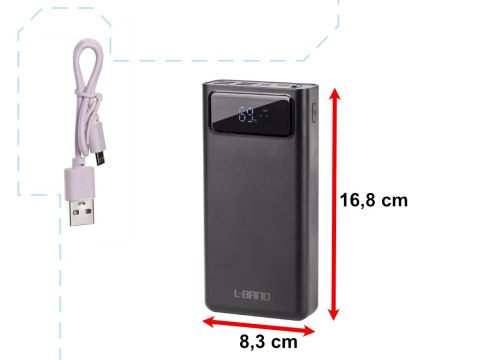 L-BRNO Powerbank Power Bank 30000mAh z cyfrowym ekranem 4x USB LED latarka czarny L-BRNO Powerbank Power Bank 30000mAh z cyfrowym ekranem 4x USB LED latarka czarny