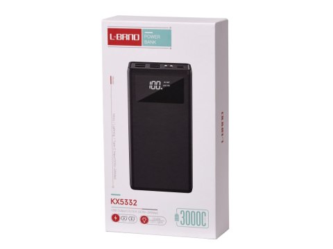 L-BRNO Powerbank Power Bank 30000mAh z cyfrowym ekranem 4x USB LED latarka czarny L-BRNO Powerbank Power Bank 30000mAh z cyfrowym ekranem 4x USB LED latarka czarny