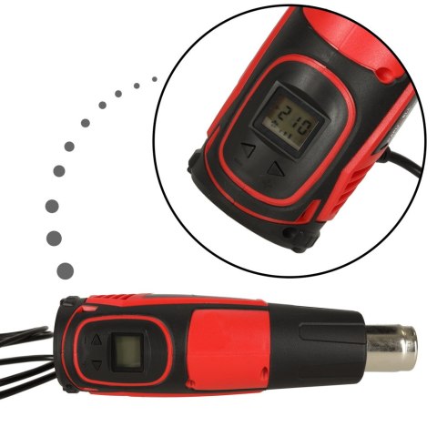 KAFUWELL Opalarka elektryczna z regulacja tempratury 0-600 st. C przepływ powietrza 300-500 l/min + 4 wymienne końcówki 1850W KAFUWELL Opalarka elektryczna z regulacja tempratury 0-600 st. C przepływ powietrza 300-500 l/min + 4 wymienne końcówki 1850W