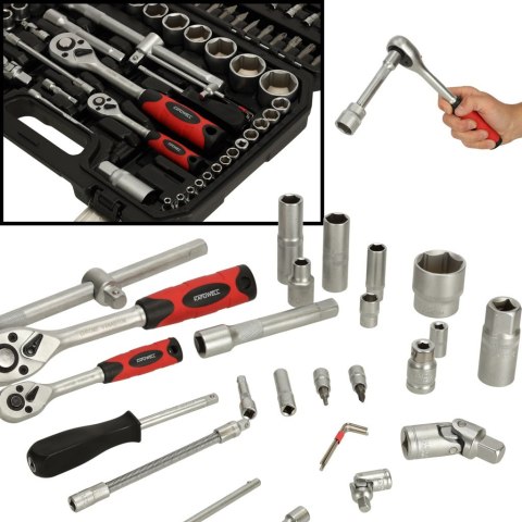 Klucze nasadowe komplet 1/2'' 1/4'' grzechotka zestaw 94el. KAFUWELL Klucze nasadowe komplet 1/2'' 1/4'' grzechotka zestaw 94el. KAFUWELL