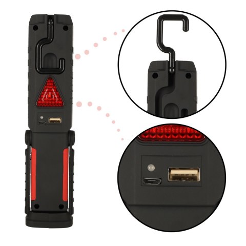 Lampa warsztatowa latarka 3w1 5 trybów USB magnes hak akumulator 1200 mAh 200 lm KAFUWELL Lampa warsztatowa latarka 3w1 5 trybów USB magnes hak akumulator 1200 mAh 200 lm KAFUWELL