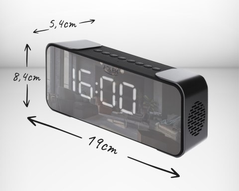 Adler AD 1190 Radiobudzik bezprzewodowy radio budzik przenośny Bluetooth USB AUX karta SD 2600mAh Adler AD 1190 Radiobudzik bezprzewodowy radio budzik przenośny Bluetooth USB AUX karta SD 2600mAh