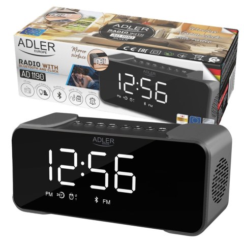 Adler AD 1190 Radiobudzik bezprzewodowy radio budzik przenośny Bluetooth USB AUX karta SD 2600mAh Adler AD 1190 Radiobudzik bezprzewodowy radio budzik przenośny Bluetooth USB AUX karta SD 2600mAh
