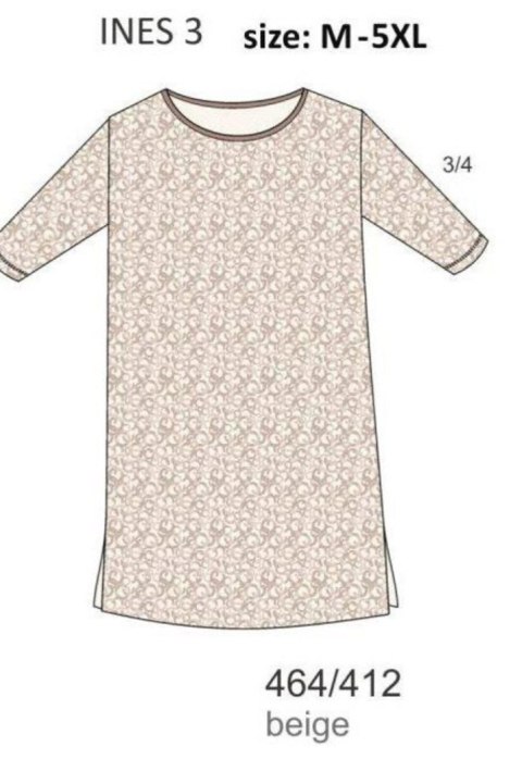 CORNETTE KOSZULA DAMSKA DR 464/412 INES 3 BIG - BEŻ, 5XL CORNETTE KOSZULA DAMSKA DR 464/412 INES 3 BIG - BEŻ, 5XL
