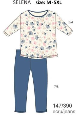 Cornette Piżama Damska 147/390 Selena BIG - ECRU, 5XL