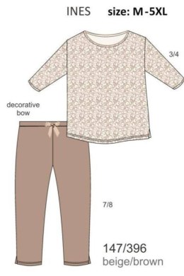 Cornette Piżama Damska 147/396 Ines BIG - BEŻOWY, 5XL