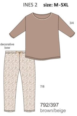 CORNETTE PIŻAMA DAMSKA 792/397 INES 2 BIG - BEŻOWY, 5XL