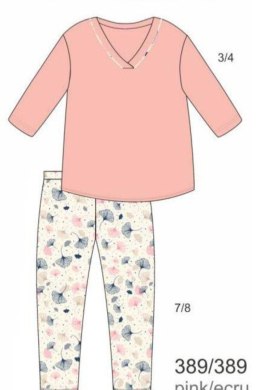 Cornette Piżama Damska Dr 389/389 Nina BIG - RÓŻ, 3XL