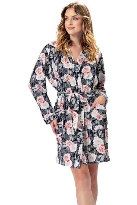 SZLAFROK DAMSKI JUTRZENKA 1343 - CZARNY/WIELOBARWNY, XL LEVEZA SZLAFROK DAMSKI JUTRZENKA 1343 - CZARNY/WIELOBARWNY, XL LEVEZA