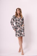 SZLAFROK DAMSKI JUTRZENKA 1343 - CZARNY/WIELOBARWNY, XL LEVEZA