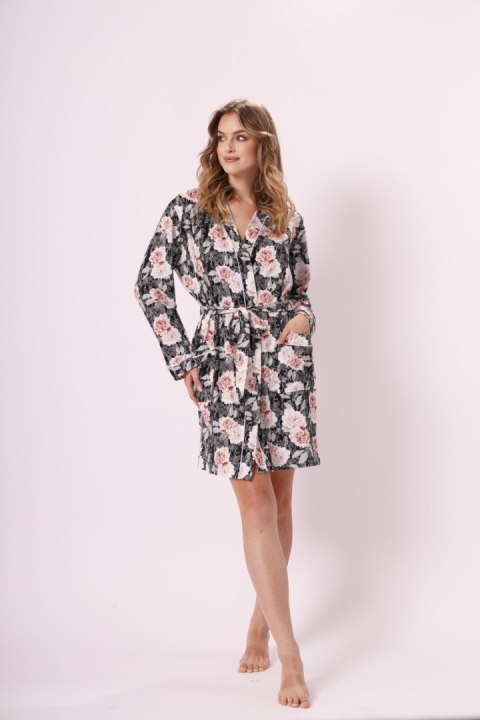 SZLAFROK DAMSKI JUTRZENKA 1343 - CZARNY/WIELOBARWNY, XL LEVEZA SZLAFROK DAMSKI JUTRZENKA 1343 - CZARNY/WIELOBARWNY, XL LEVEZA