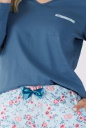 PIŻAMA DAMSKA CESILDA 1486 - BŁĘKIT MORSKI, 2XL LEVEZA