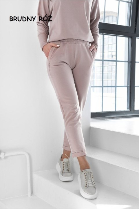 SPODNIE LENA - BRUDNY RÓŻ, M OFF PINK SPODNIE LENA - BRUDNY RÓŻ, M OFF PINK