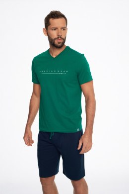 PIŻAMA MĘSKA EMMET 41290 SS24 - ZIELONY-GRANATOWY, L, 77X HENDERSON