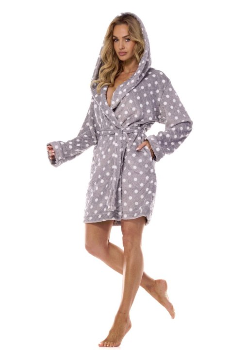 Szlafrok Damski Dots 2405 - Grafit, XXL L&L Szlafrok Damski Dots 2405 - Grafit, XXL L&L