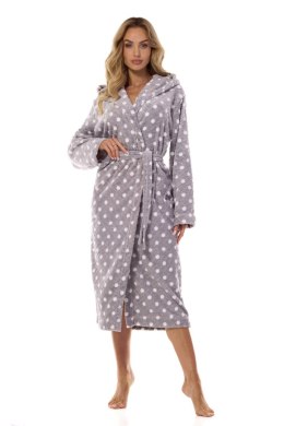 SZLAFROK DAMSKI DOTS LONG 2406 - GRAFIT, XXL L&L