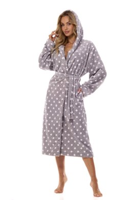 SZLAFROK DAMSKI DOTS LONG 2406 - GRAFIT, XXL L&L